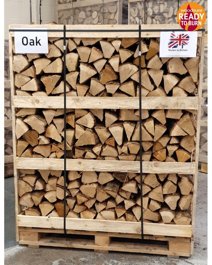 Jumbo Crate Kiln Dried Oak Firewood Logs British Hardwood with Five Nets of Kindling
