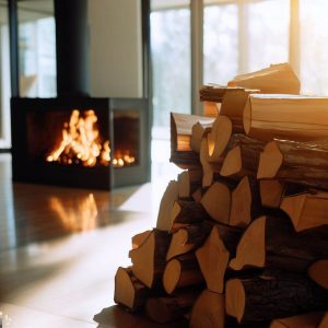 Firewood that is ready for use in the fireplace in the home