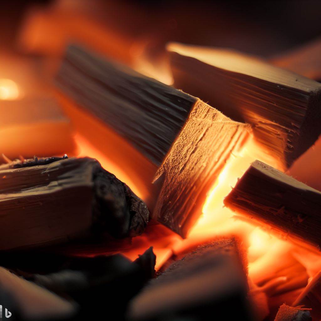 A roaring fire with kindling