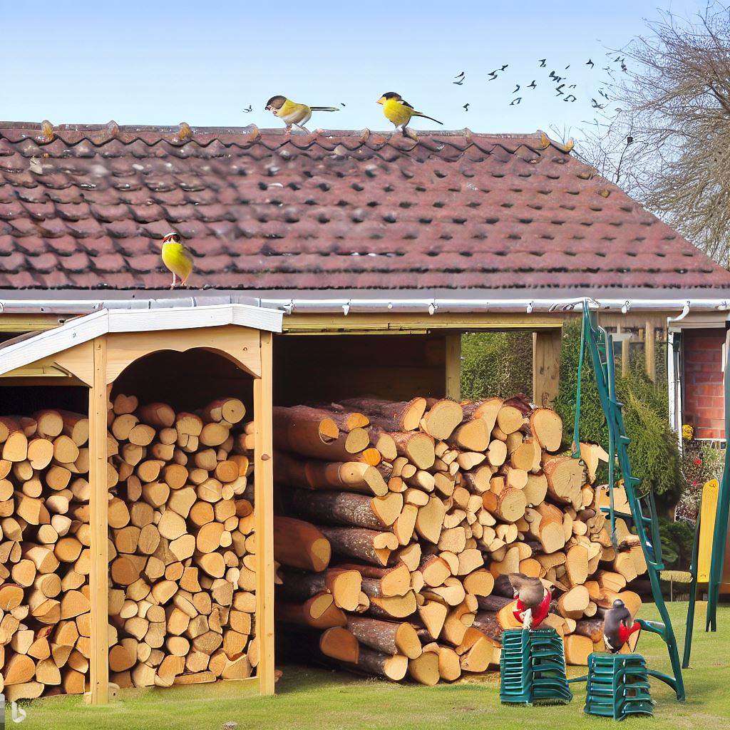 Pizza oven logs neatly stacked and ready for use