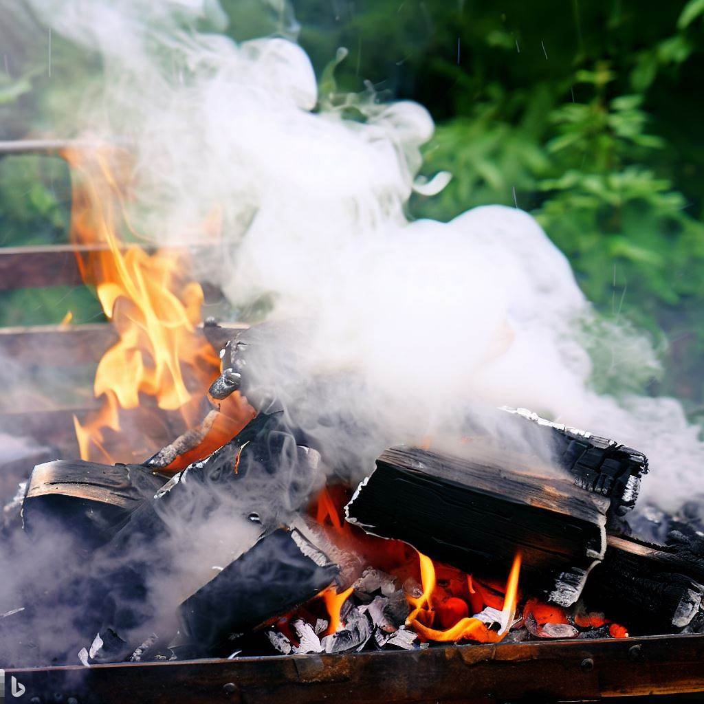 Burning wet wood on a BBQ
