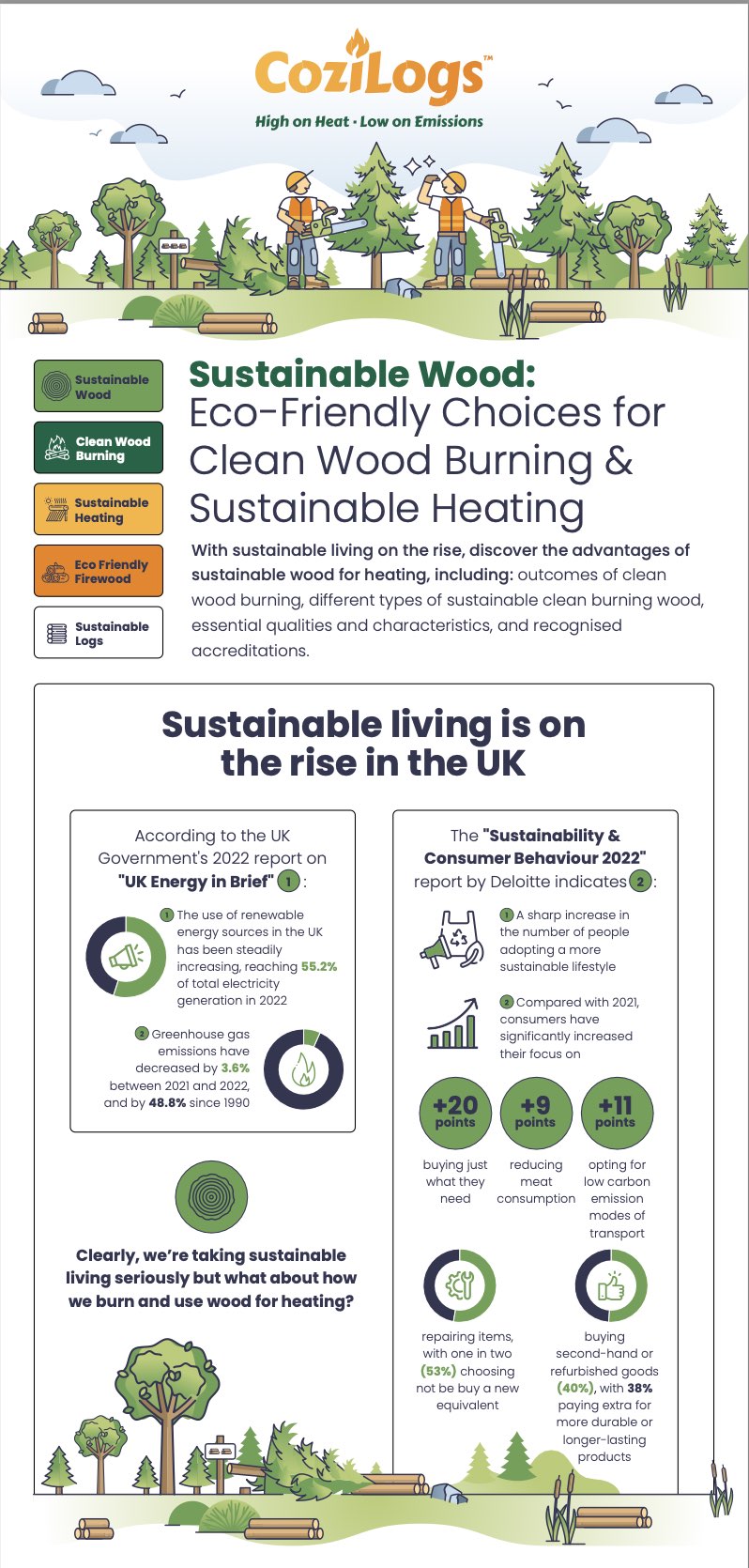 Sustainable Wood Clean Wood Burning & Sustainable Heating by Cozilogs Infographic-preview. Sustainable Wood Clean Wood Burning & Sustainable Heating by Cozilogs Infographic-preview.